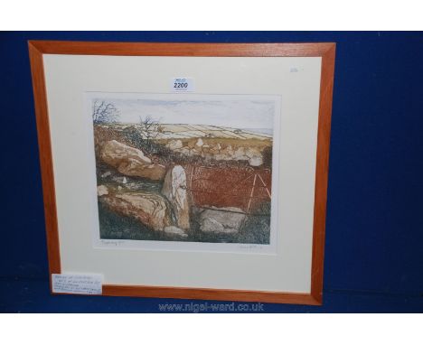 A June Hicks (studied art at Penzance School of Art) limited edition Print, no. 2/25, entitled ''Gapway''