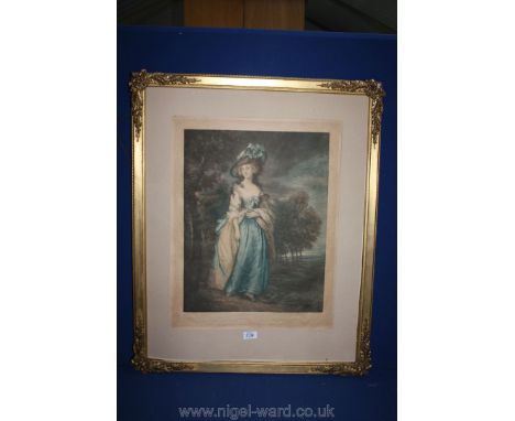 A framed and mounted print of Lady Sheffield, after T, Gainsborough