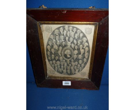 A late 19th century religious print Baptist messenger memorial portraits, 75 named preachers from Gill to Hughes.