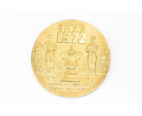 Centenary of the FA Challenge Cup Medallion, 1872-1972, Hallmarked 9ct Gold by Fattorini and Sons of Birmingham, two players 