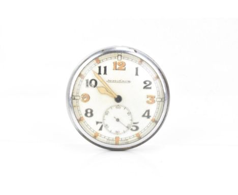 A Jaeger LeCoultre Second World War (WWII) military issue open face pocket watch, the dial having Arabic numeral with subsidi