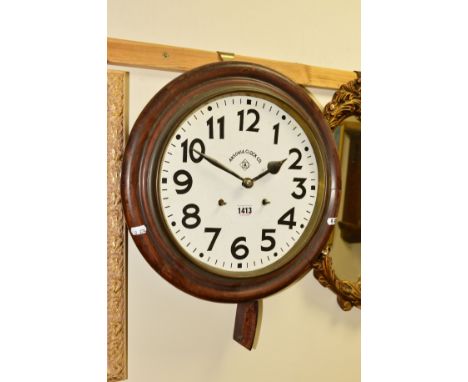 A VICTORIAN MAHOGANY CIRCULAR WALL CLOCK