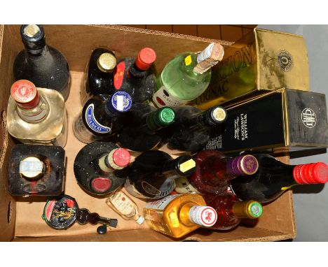 A COLLECTION OF SEVENTEEN BOTTLES AND TWO MINIATURES of Whisky, Cognac, Rum, Gin and other Spirits to include William Lawson 