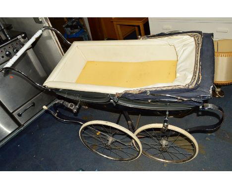 A VINTAGE WILSON SILVER CROSS PRAM (sd)