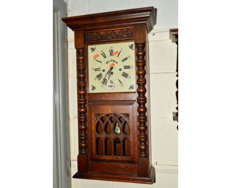AN OLD CHARM OAK WALL CLOCK (keys)