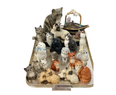 Minton cat and mouse teapot, Winstanley cat, size 4, Royal Doulton, Belleek, Royal Worcester and Beswick cats.