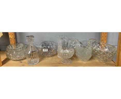 An early cut crystal decanter and other items.