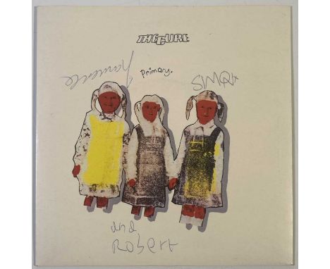 A 7" single, The Cure - Primary (FICS 12, sleeve Ex+, feelable mark on side B) signed to front of sleeve by Robert Smith, Sim
