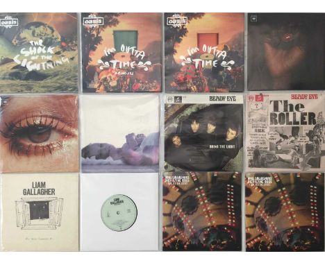 OASIS / RELATED - 7" COLLECTION. A collection of 21 x 7". Titles include The Shock Of The Lightning, I'm Outta Time (x 2), Be