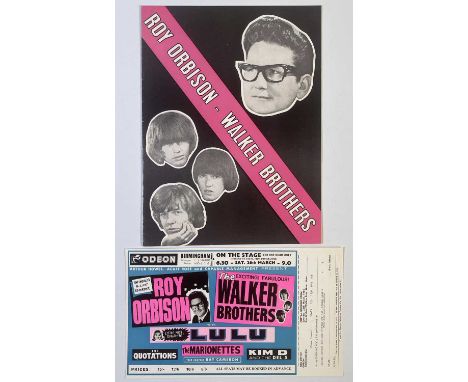An original handbill/ticket order form for a concert with Roy Orbison / Walker Brothers at the Odeon, Birmingham on 26th Marc