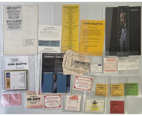Good selection of John Martyn memorabilia to include: ticket stub for Manchester International signed to reverse by John Mart