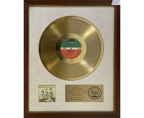 An official RIAA presentation gold disc award, given to Atlantic Records to recognise sales of $1m + of The Young Rascals - T