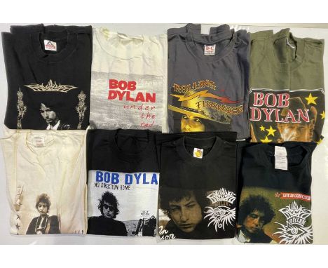 Eight Bob Dylan concert / tour t-shirts c 1990s/00s. Most appear in unworn condition, sizes either L or XL.