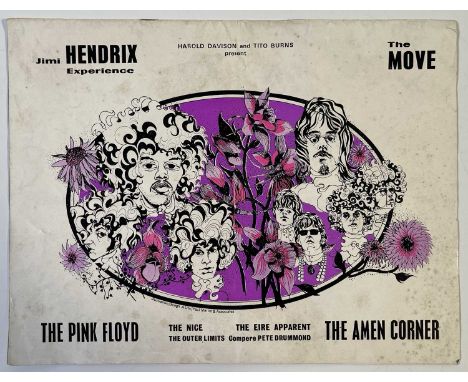 A rare example of a concert programme for a date on the 1967 Jimi Hendrix tour, with (the) Pink Floyd, The Move and The Amen 