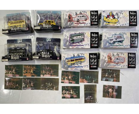 Six boxed Corgi scale models inc: #35006, 35302, 58003, 05606, 22301, 05401. Also four 'Album Cover Die Cast' collectables. A