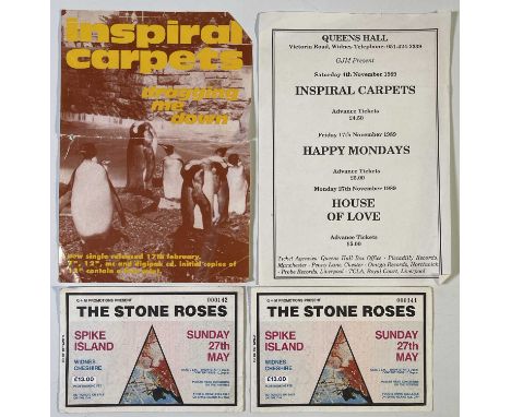 An original handbill for Widnes' Queens Hall - November 1989 with billings for Happy Mondays, Inspiral Carpets, House of Love
