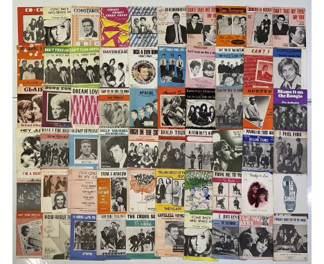 Approximately 210 50/60s and onwards pop related sheet music to include artists such as The Beatles, Stevie Wonder, Paul McCa