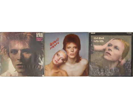 DAVID BOWIE - LP PACK (INC ORIGINAL HUNKY DORY). A nice pack of 3 LPs by David Bowie. Titles include Hunky Dory (SF 8244, ori