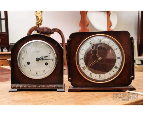A Smith oak mantel clock, c1930; and a Genalex mantel clock (2)