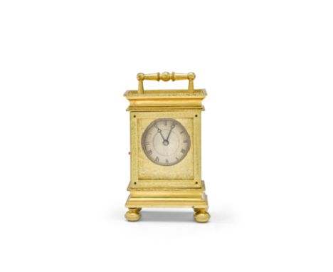A second quarter of the 19th century engraved gilt brass fusee carriage timepieceSigned Harvey &amp; Co., Strand &amp; Regent