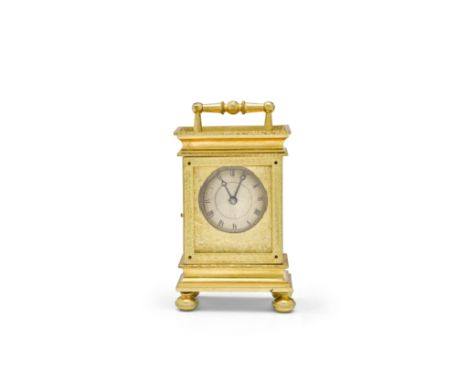 A second quarter of the 19th century engraved gilt brass fusee carriage timepieceSigned Harvey &amp; Co., Strand &amp; Regent