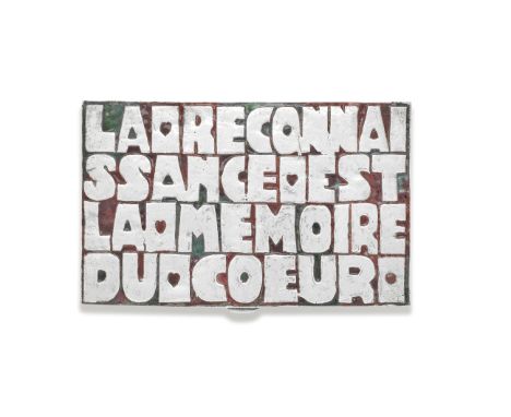 Line Vautrin (1913-1997): a silver and enamel 'La reconnaissance est la mémoire du coeur' cigarette boxLINE VAUTRIN incused v