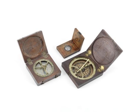 A J Field compass dial, English, circa 1800,signed J. Field London,  with printed paper compass rose, brass hour scale and hi