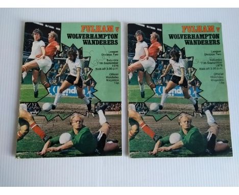 Fulham Football Club match programmes x 3 signed by George Best, Bobby Moore and Rodney Marsh (v Wolves) 11/09/76. From the a