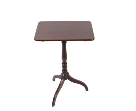 A 19th Century mahogany tripod occasional table, raised on turned supports, the top 50.5cm x 40cm&nbsp;