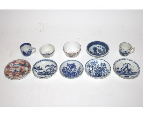 A collection of 18th Century Worcester and other porcelain to include tea bowls, saucers and cups 
