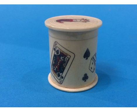 Set of dice in decorated bone case