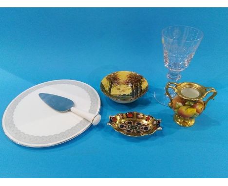 Quantity of Royal Worcester, Crown Derby pin tray, 'Coalport' vase etc.