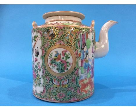 A late 19th century Chinese Canton enamel teapot, 17cm height