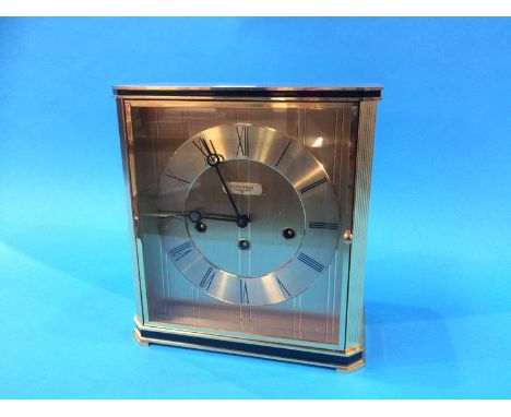 A Longines mantle clock designed by Franz Hermle, with eight day movement and strike action, 22cm wide