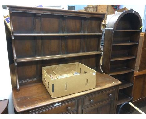 Ercol dresser and a narrow bookcase