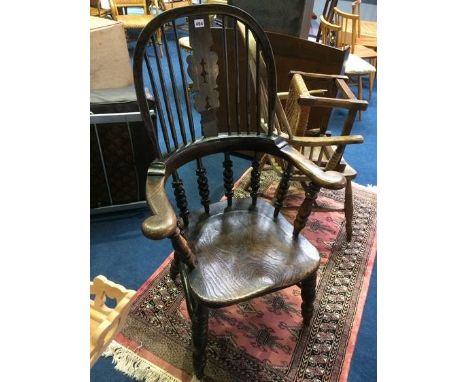 A 19th century stick back Windsor armchair