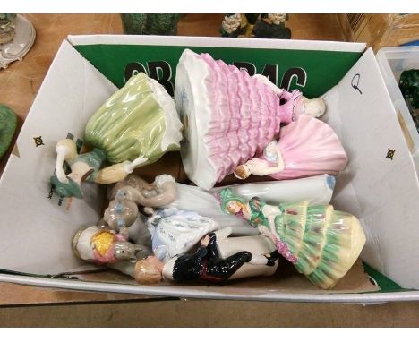 A box of Nao, Royal Doulton etc.