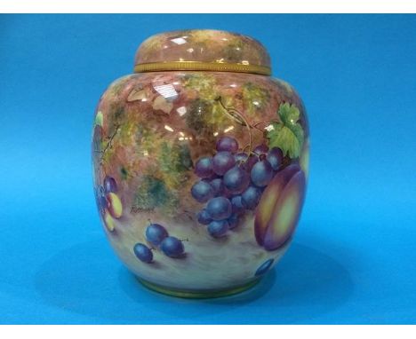 A Royal Worcester vase and cover, decorated with fruit, signed Freeman