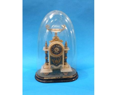 A 19th century alabaster bracket clock with applied porcelain panels and gilt metal mounts. Having an eight day movement and 