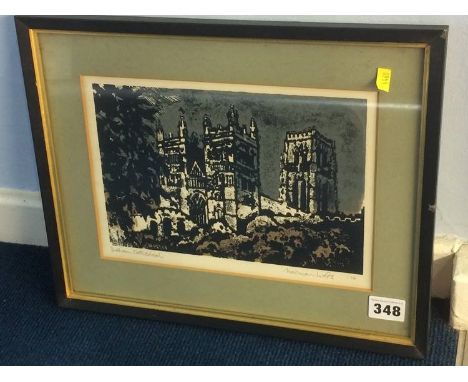 Norman Wade, screen print, limited edition, dated **76, signed, 'Durham Cathedral', 18 x 26cm