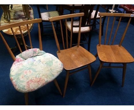 Three Ercol spindle back chairs