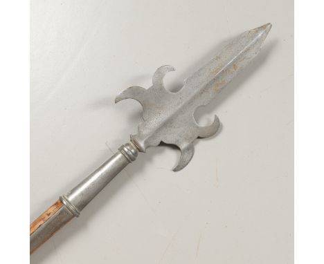 With a tapering pointed blade with wavy edged side pieces, on very long langets, stamped 'BRD 2', on a long wooden pole, 206c