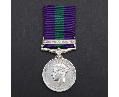 A General Service Medal 1918-1962 with Palestine 1945-48 clasp, named to 2981150 SIGMN W. Downie R. Sigs. IT seems that Signa