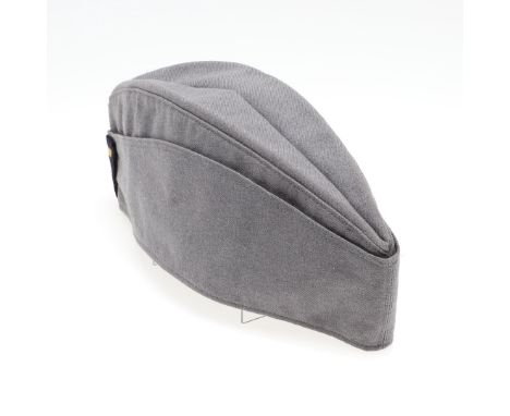 A light grey Second World War German Luftwaffe side cap, marked internally with a printed label 'H.LUDWIG/Bbg Q/B52F/50027/42