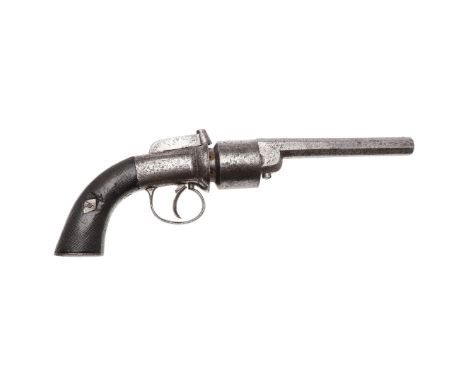 A transitional six shot revolver with a 13cm octagonal barrel, with a six shot revolving chamber, percussion cap firing actio