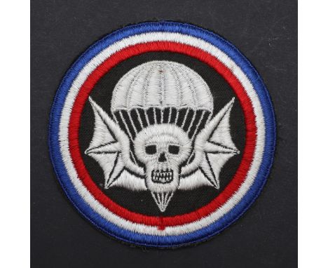A 502nd Parachute Infantry Regiment of the 101st Airborne Division, patch with a winged skull descending on a parachute withi