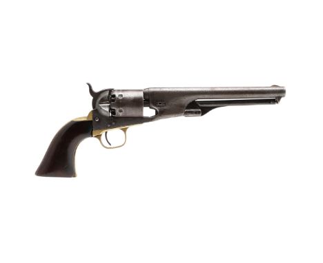 A Colt Navy pattern revolver numbered 4378. With a 19cm barrel marked to the top 'Address Col. Saml. Colt New York U.S. Ameri