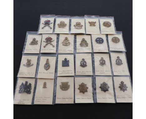 A collection of cap badges for various Corps and departments including: Two examples for the Army Remount Service, School of 