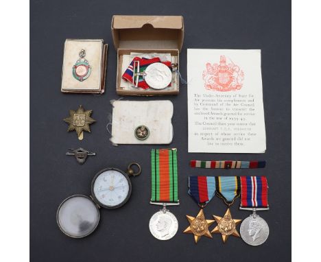 A Second World War group of four comprising 1939-45 Star, Air Crew Europe Star and War medal, mounted as worn, and a separate