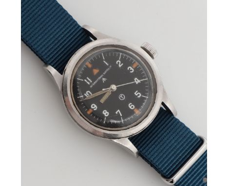 A gentleman's stainless steel military issue Mark II RAF Pilots watch. The black dial marked International Watch Co above a g